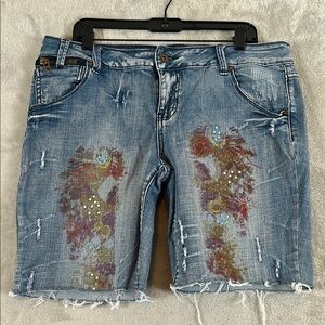Avenue jeans art 2 wear bling cut off denim jean shorts size 14